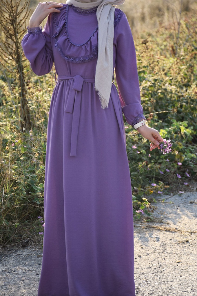 Prenses Model Lila Renk Elbise
