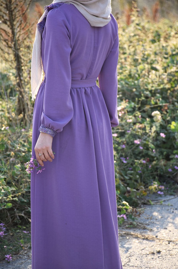 Prenses Model Lila Renk Elbise