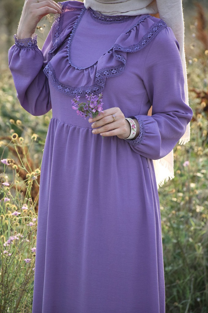 Prenses Model Lila Renk Elbise