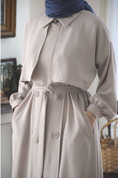 Trench Model Taş Rengi Ferace
