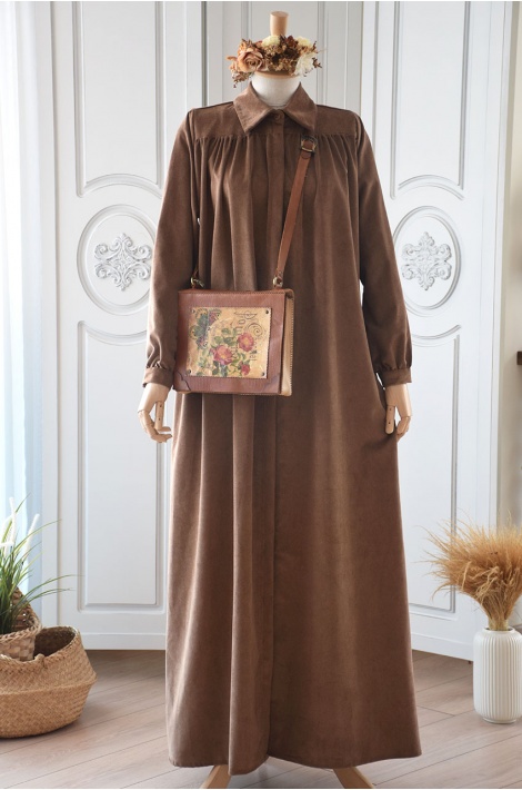Kahverengi Robalı Model Kadife Ferace