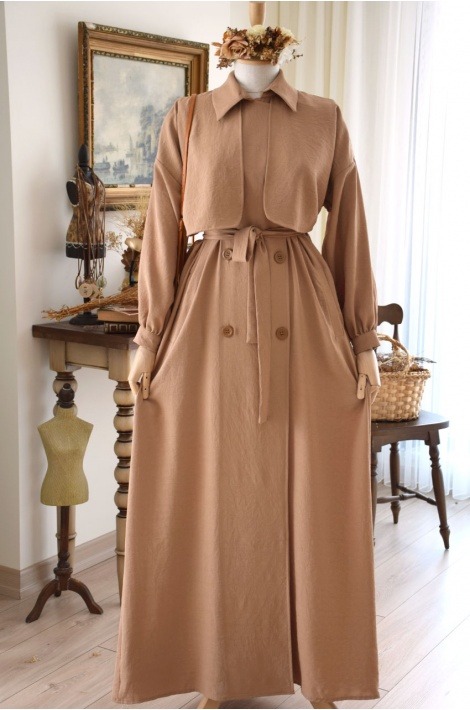 Trench Model Camel Renk Ferace