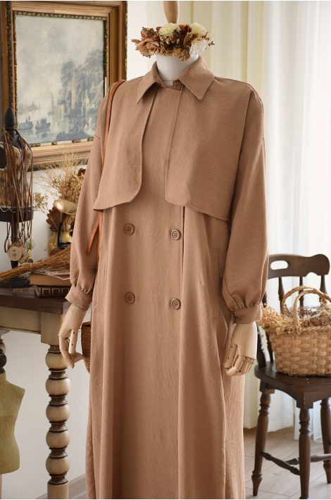 Trench Model Camel Renk Ferace