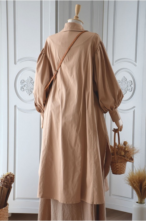 Camel Rengi Panço Model Trenç Coat