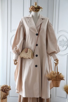 Taş Rengi Panço Model Trenç Coat