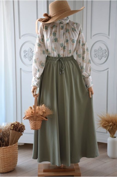 Kloş Model Yeşil Renk Etek