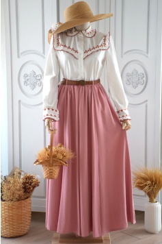 Kemerli Model Pembe Renk Etek