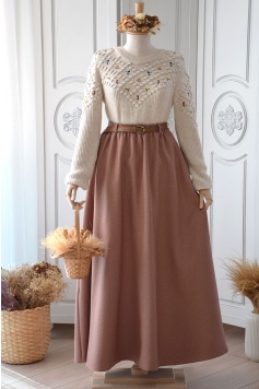 Kemerli Model Taba Rengi Etek
