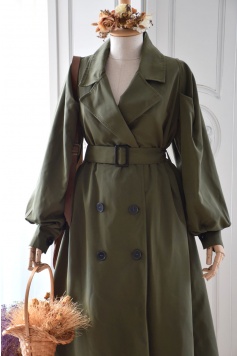 Balon Kol Haki Renk Trench Coat