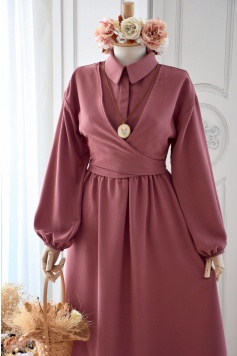Baglamalı Bolera Elbise Pembe Renk