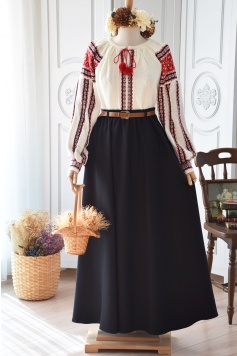 Kemerli Kloş Model Etek Siyah Renk
