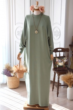 Reglan Kol Triko Elbise Mint Yeşili