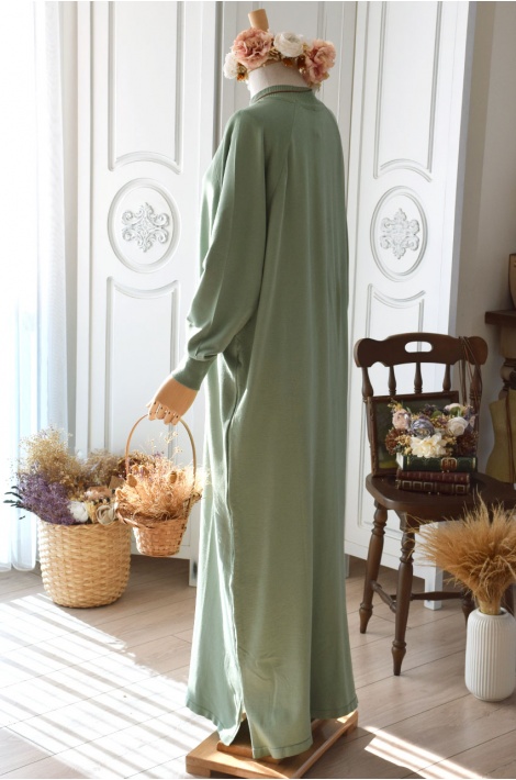 Reglan Kol Triko Elbise Mint Yeşili