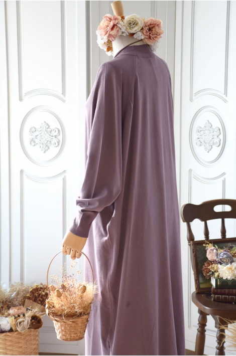 Reglan Kol Triko Elbise Mürdüm Rengi