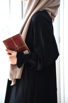 Fermuarlı Hijab Ferace Siyah Renk