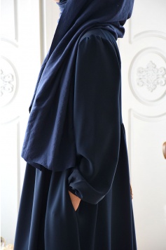 Fermuarlı Hijab Ferace Lacivert Renk