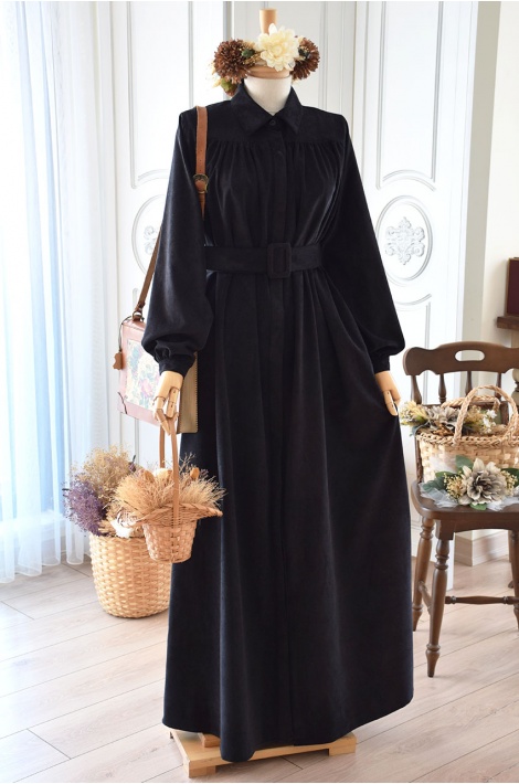 Robalı Model Kadife Ferace Siyah Renk