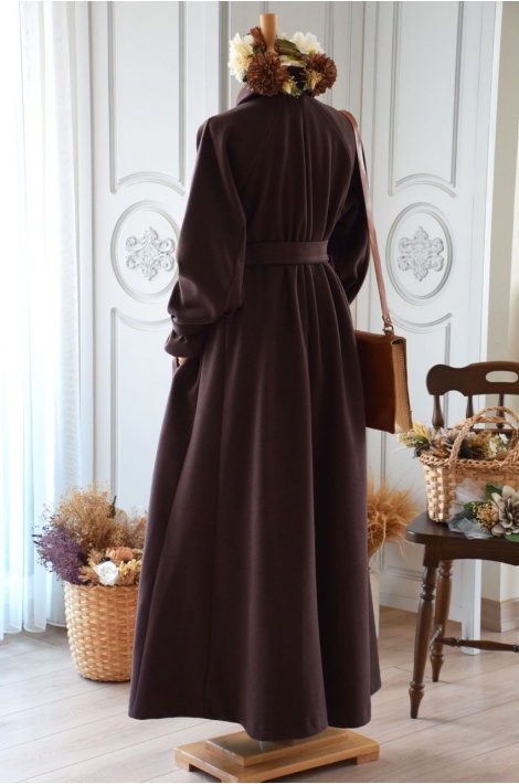 Mevlana Model Kaşe Kaban Kahverengi