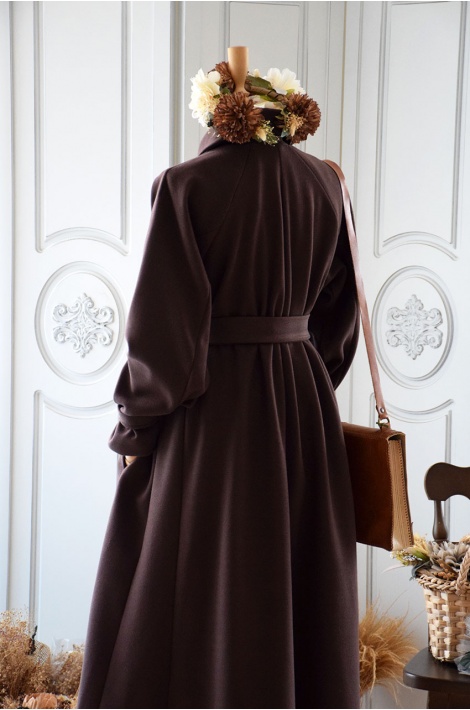 Mevlana Model Kaşe Kaban Kahverengi
