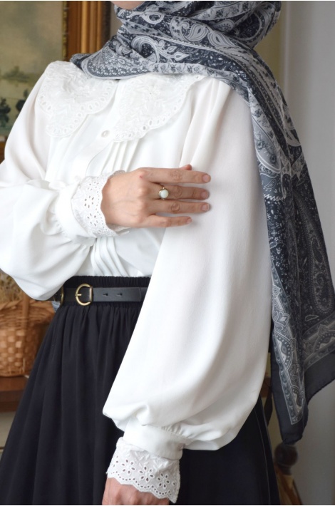 Pamuklu Etnik Desen Şal Siyah
