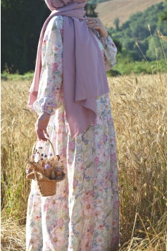 Uçuş Uçuş Çiçekli Elbise Soft Pembe