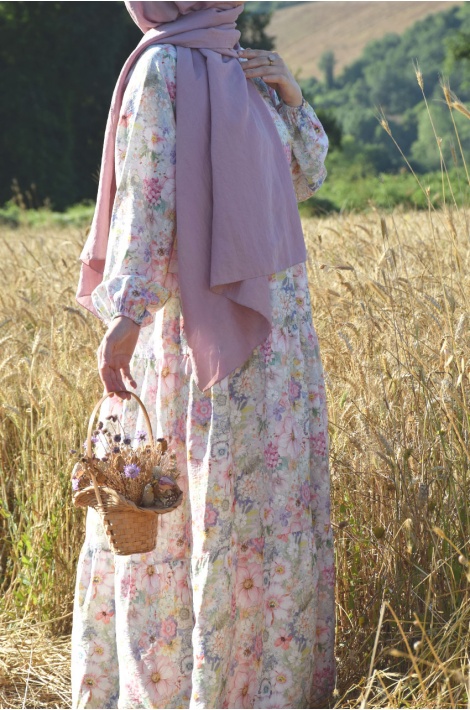 Uçuş Uçuş Çiçekli Elbise Soft Pembe