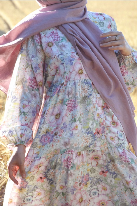 Uçuş Uçuş Çiçekli Elbise Soft Pembe