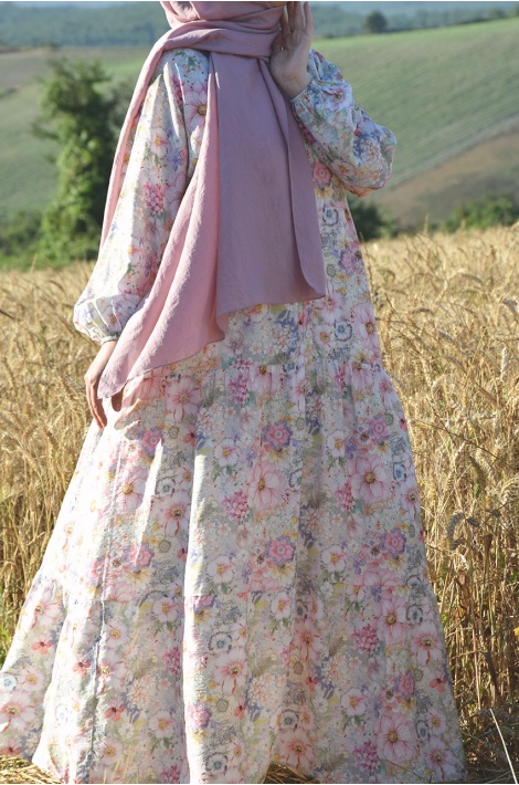Uçuş Uçuş Çiçekli Elbise Soft Pembe