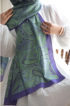 Etro Desen Şal Yeşil-Mor
