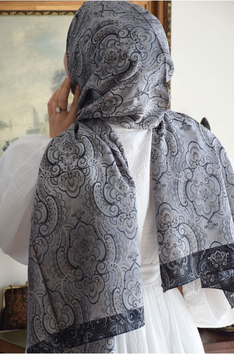 Etro Desen Şal Siyah-Gri