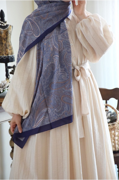 Etro Desen Şal Lacivert-Taba