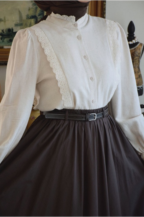 Vintage Model Keten Gömlek