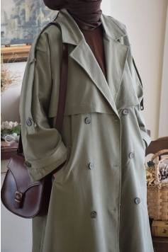 Oversize Model Trench Coat Yeşil