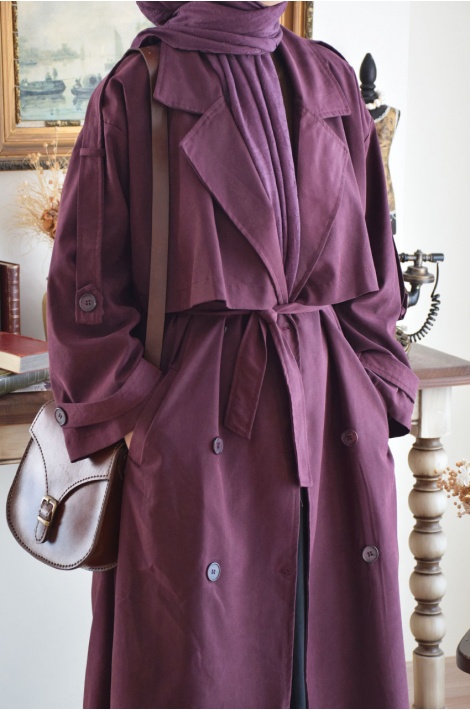 Oversize Model Trench Coat Mürdüm