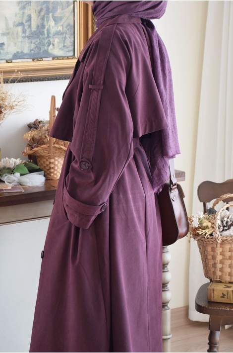Oversize Model Trench Coat Mürdüm