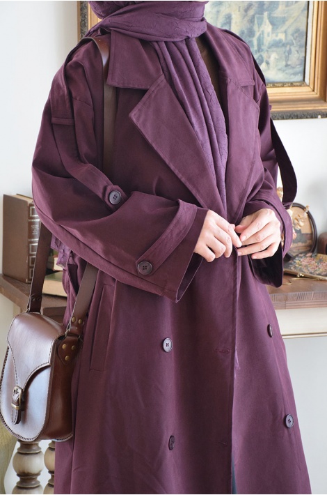 Oversize Model Trench Coat Mürdüm