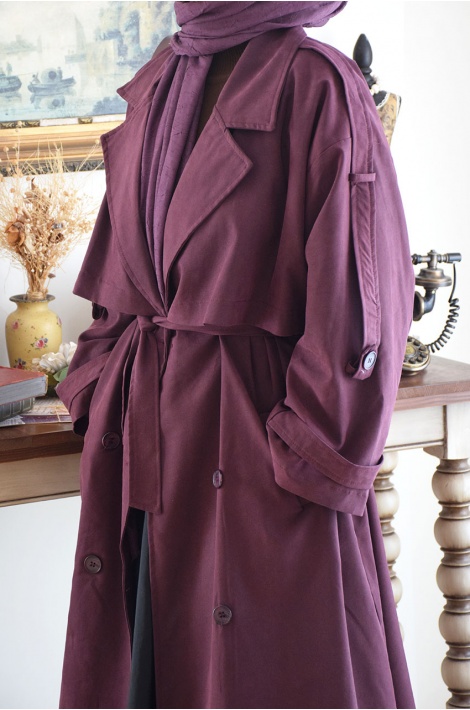 Oversize Model Trench Coat Mürdüm