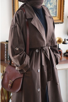 Oversize Model Trench Coat Kahverengi