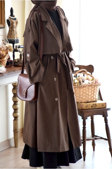 Oversize Model Trench Coat Kahverengi
