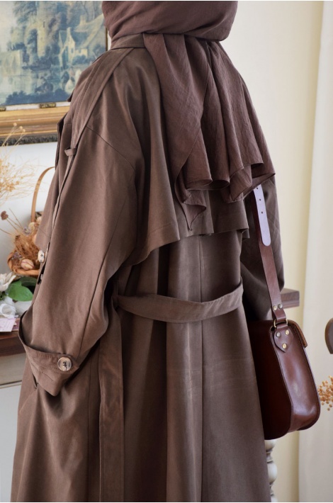 Oversize Model Trench Coat Kahverengi