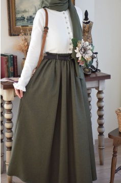 Kemerli Yün Etek Yeşil