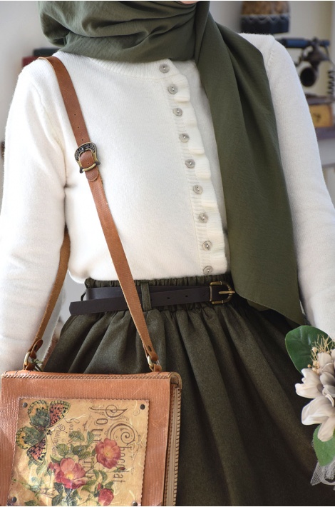 Kemerli Yün Etek Yeşil