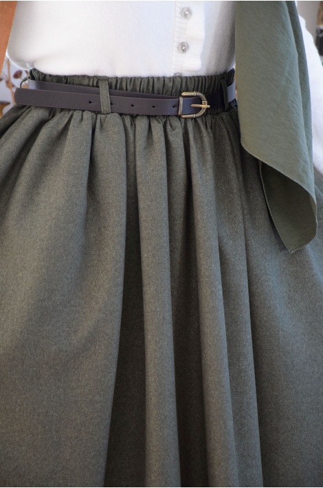 Kemerli Yün Etek Yeşil