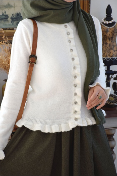 Fırfır Detaylı Yumoş Hırka