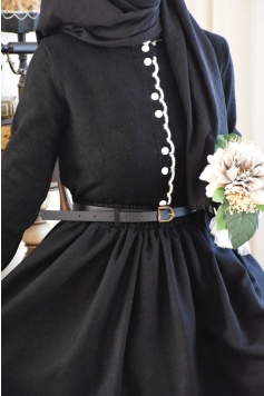 Tığ Biyeli Hırka Siyah