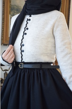 Tığ Biyeli Hırka Taş Rengi