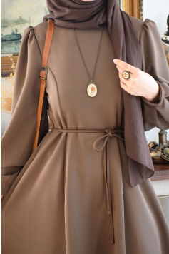 Scuba Elbise Kahverengi