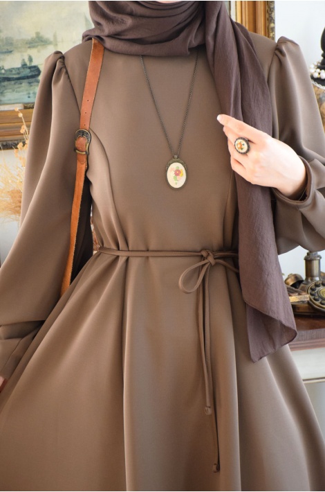 Scuba Elbise Kahverengi