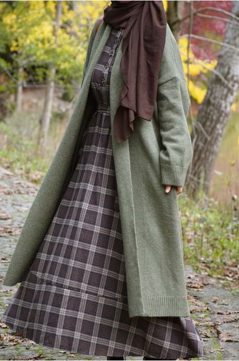 Uzun Triko Hırka Yeşil