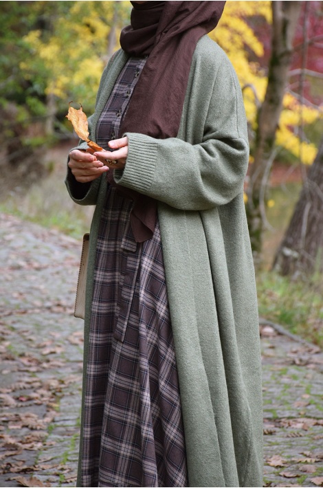 Uzun Triko Hırka Yeşil